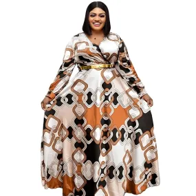 African Dresses For Women Elegant Polyester Maxi Dress