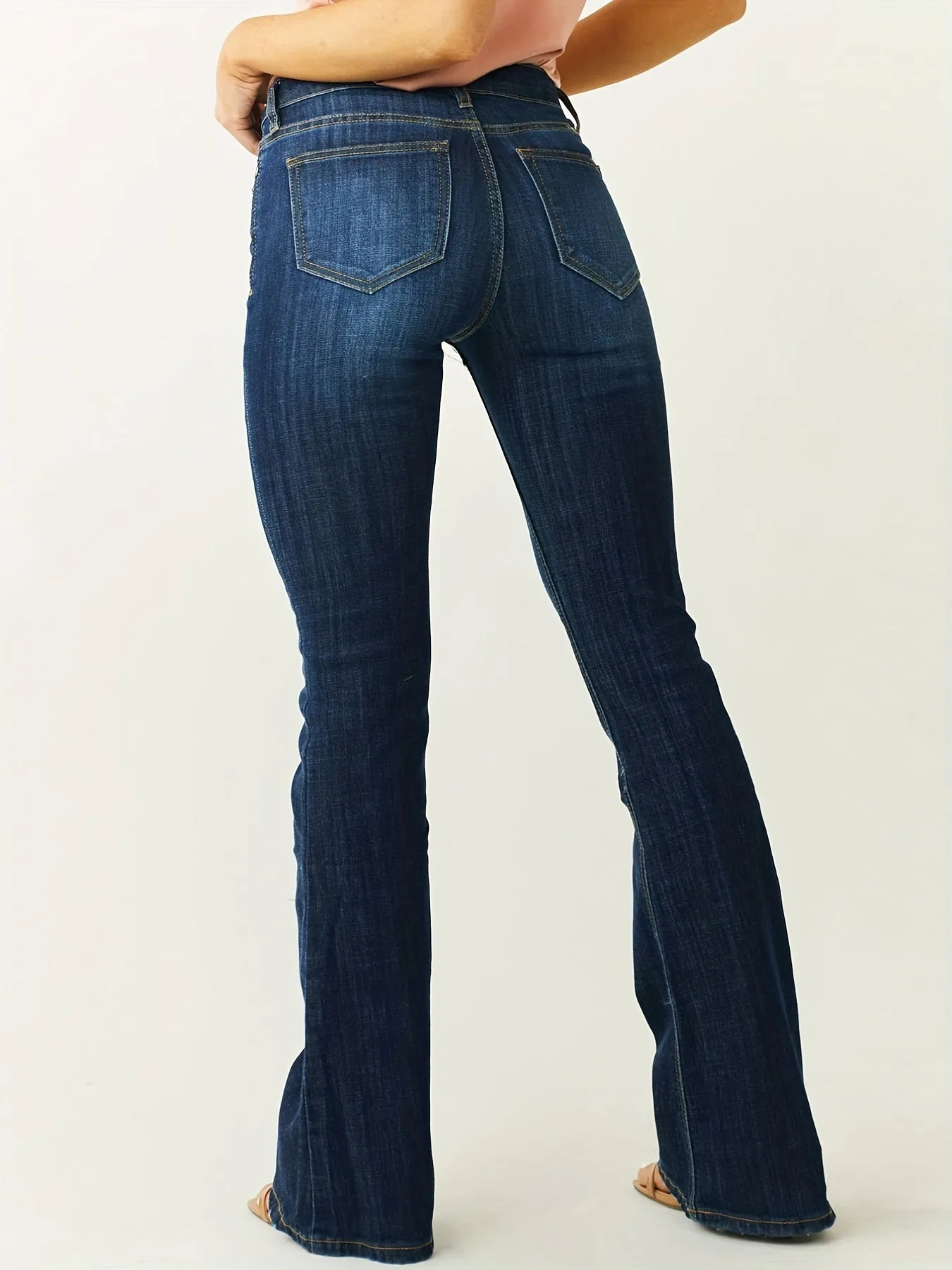 All-Season High-Stretch Flare Jeans | Mid-Rise, Solid Color, Easy-Care - Chic & Comfortable for Every Occasion