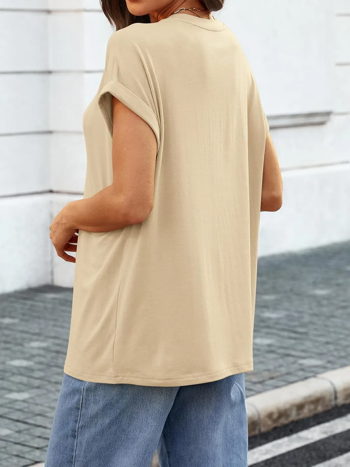 ATHMILE Womens Tops Oversized Business Casual Dressy Summer T Shirts Short Sleeve Clothes Fashion Trendy Outfits 2025
