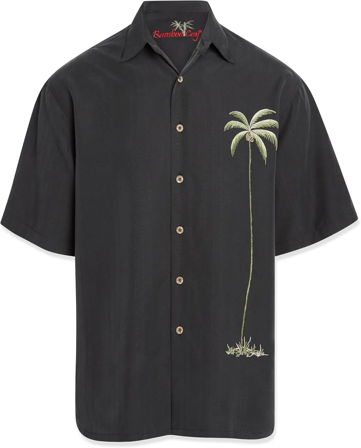 Bamboo Cay Men's Single Palm Embroidered Hawaiian Shirt