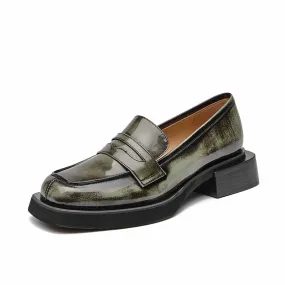 BeauToday Round Toe Wedge Loafers for Women