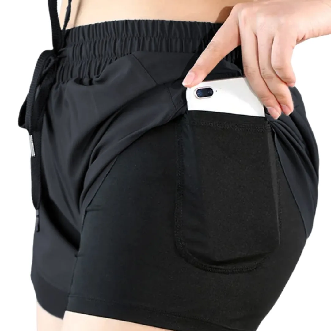 Black 2 in 1 Lined Shorts