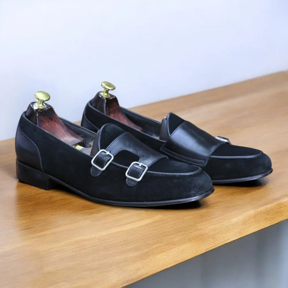 Black Double Loafer Suede Leather Shoes – Stylish Comfort by Posh Foot Wears