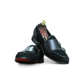 Black Double Loafer Suede Leather Shoes – Stylish Comfort by Posh Foot Wears