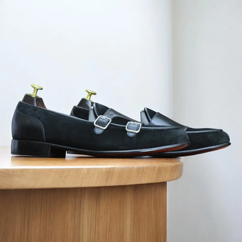 Black Double Loafer Suede Leather Shoes – Stylish Comfort by Posh Foot Wears