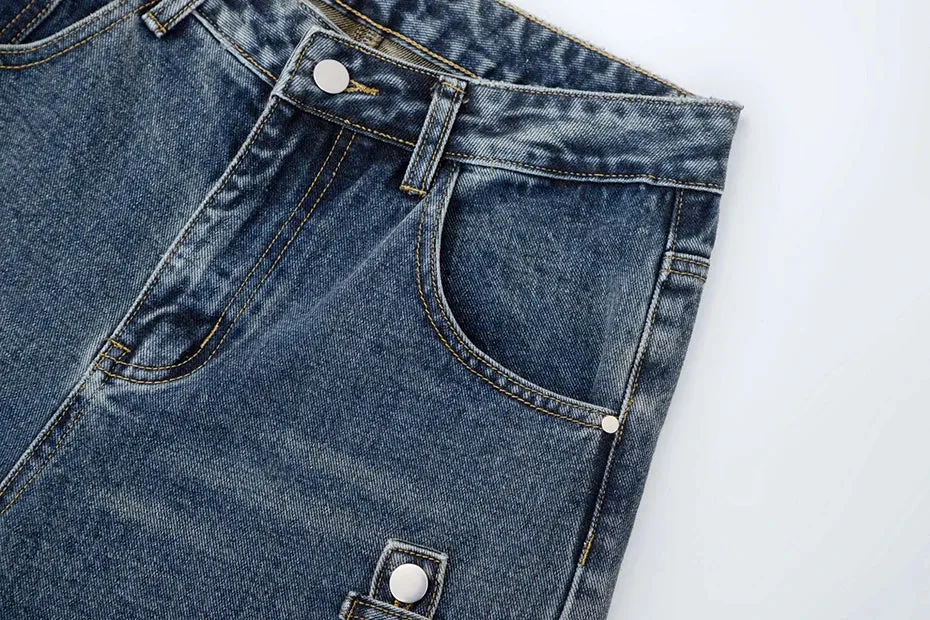 'Blueprint' Ribbon Spliced Baggy Denim Jeans