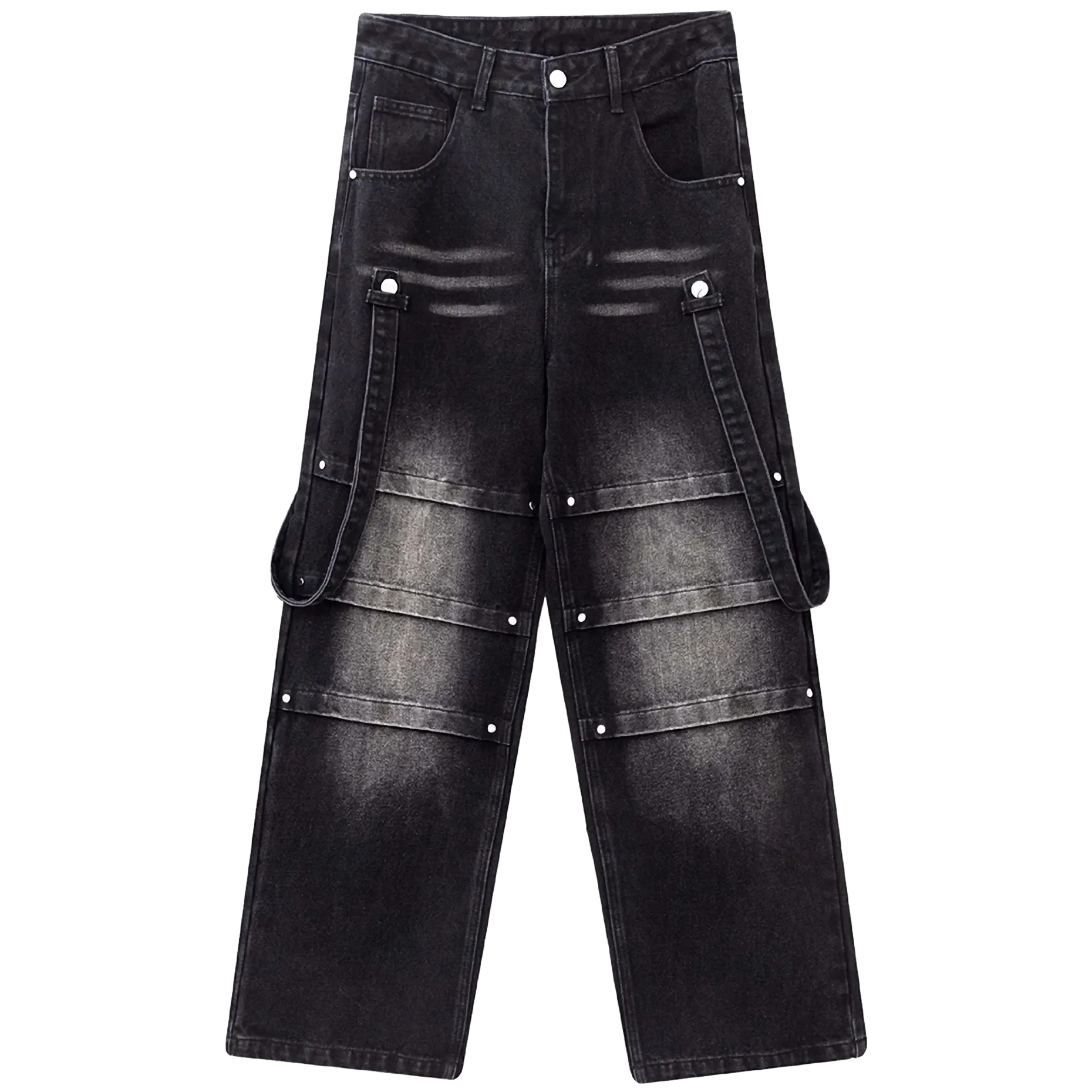 'Blueprint' Ribbon Spliced Baggy Denim Jeans