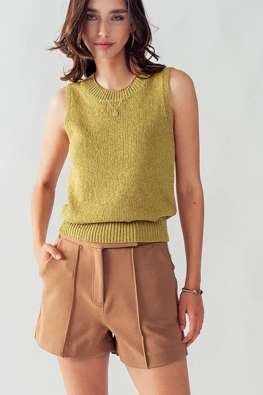 Camel Anette Pleated Detail Formal Shorts