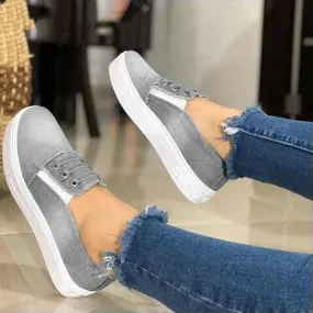Chicvane Casual Denim Shoes Slip-On Round Toe Platform Loafers