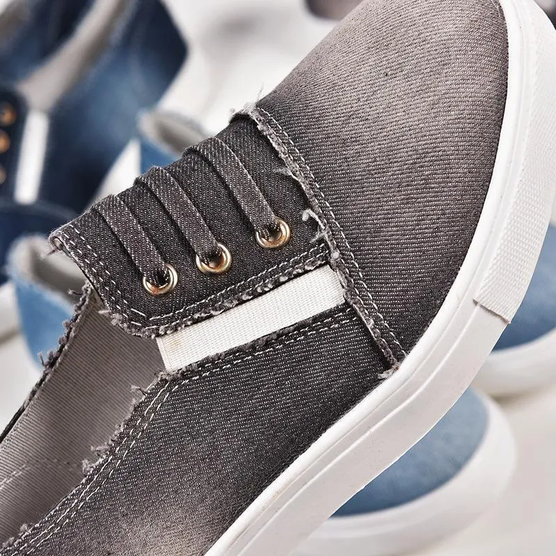 Chicvane Casual Denim Shoes Slip-On Round Toe Platform Loafers