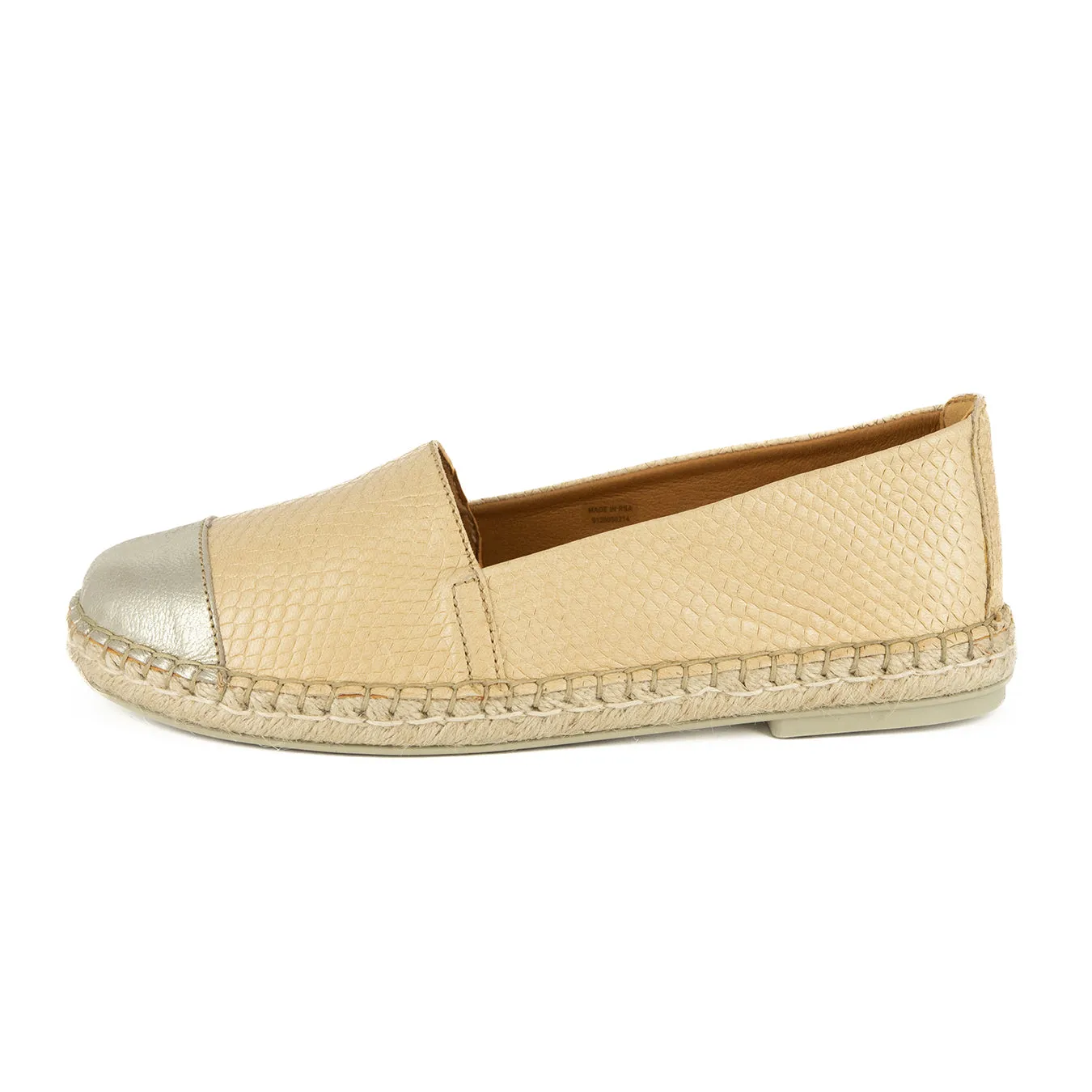 Consisela : Ladies Leather Espadrille Shoe in Aria Bosforo & Bark Grid