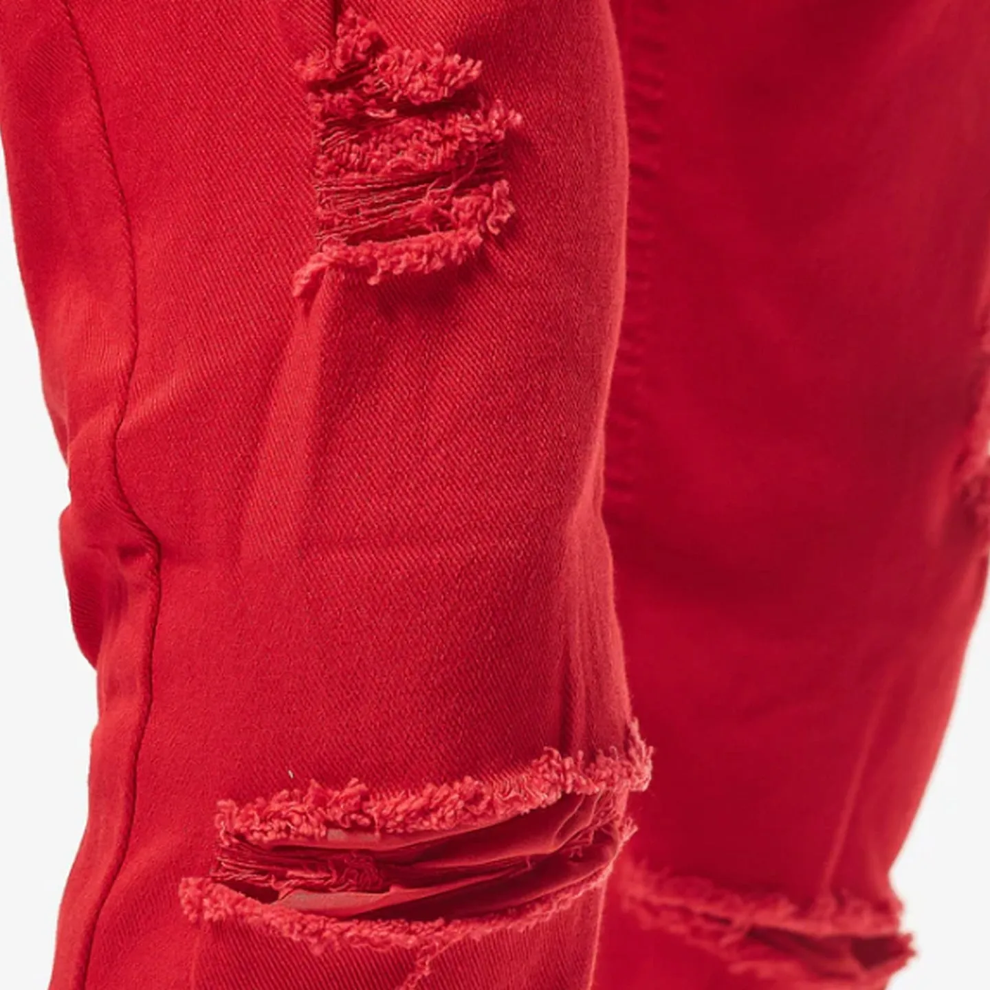 Copper Rivet Ripped Slim Jean (Red)