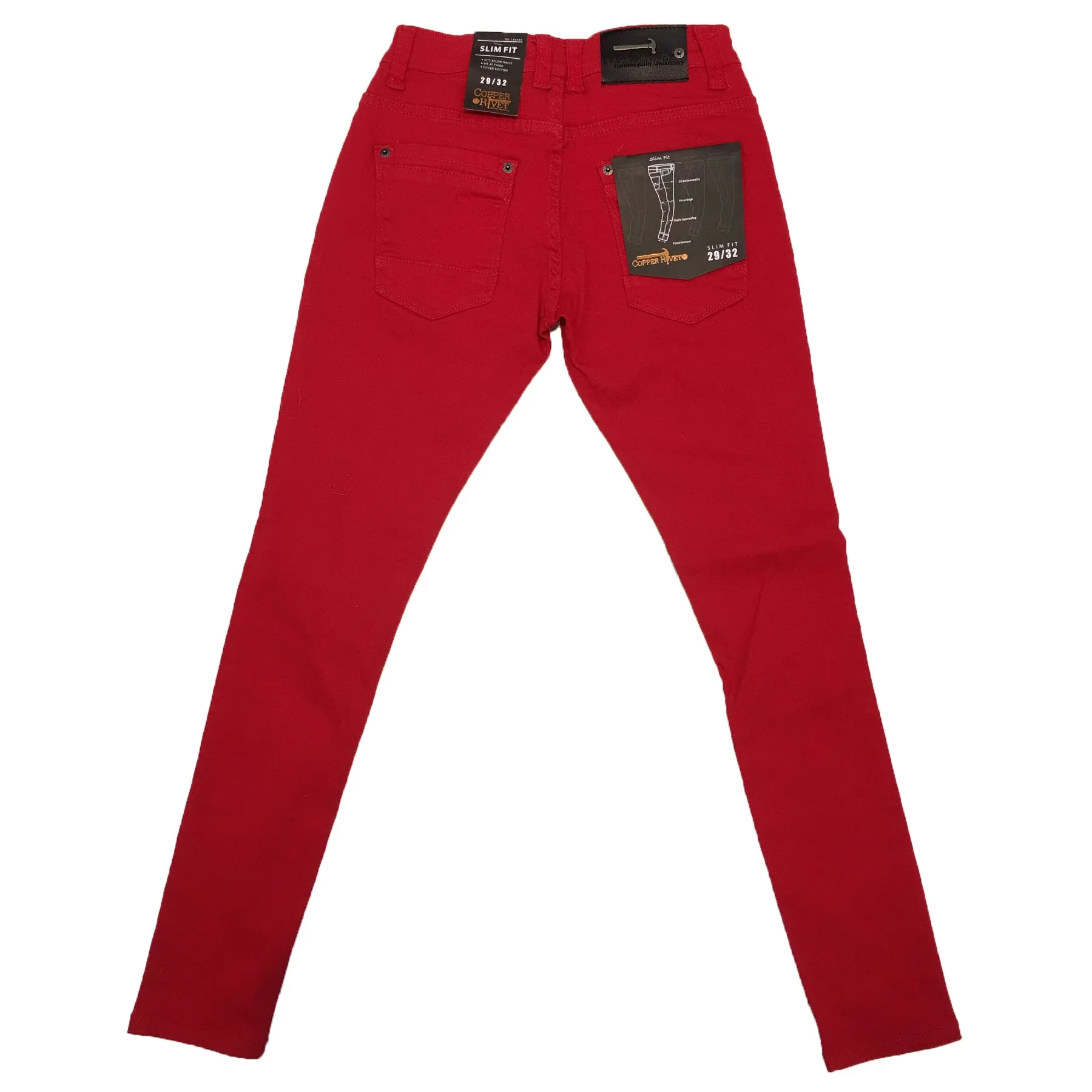 Copper Rivet Ripped Slim Jean (Red)