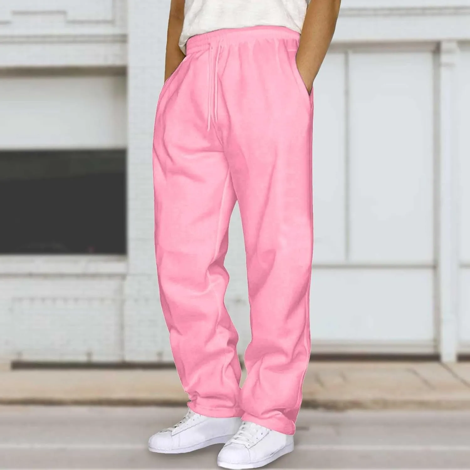 Corduroy Pant Men's Fleece Cargo Sweatpants Solid Color Joggers Loose Fit Baggy Pants Trousers with Pocket