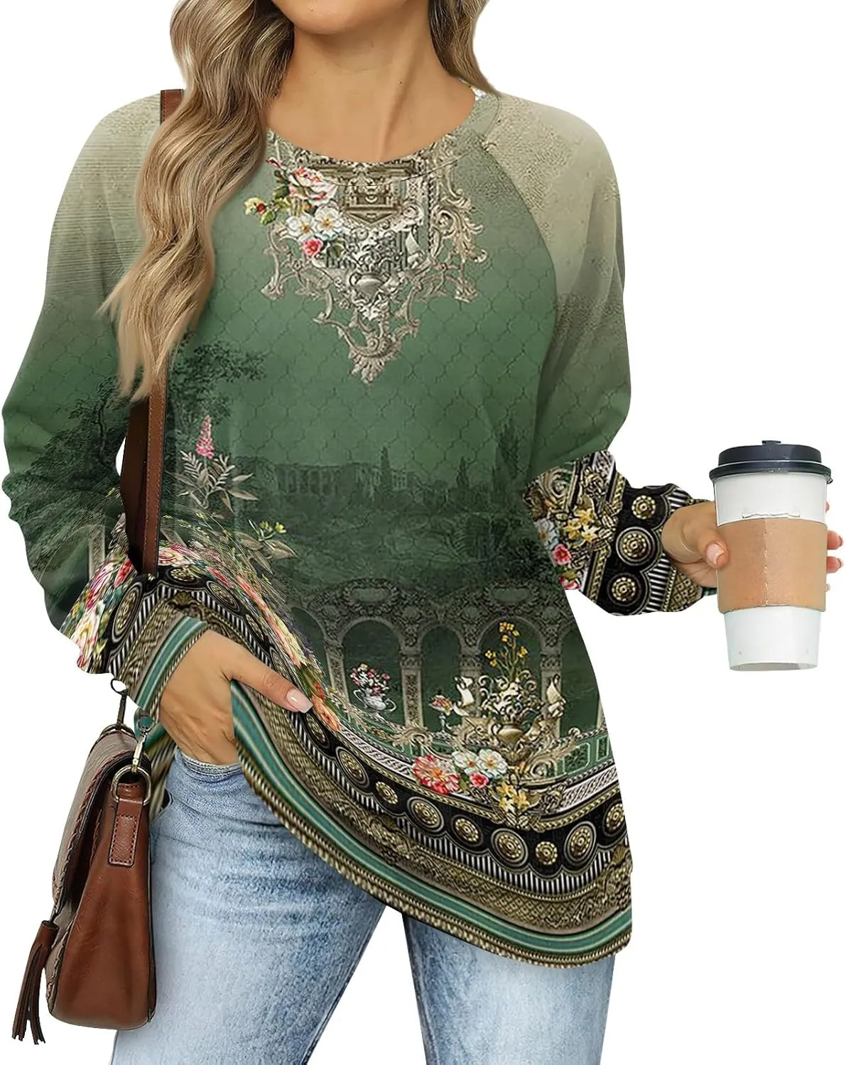 Crewneck Sweatshirts For Women Trendy Crewneck Long Sleeve Shirts Womens Comfy Fall Fashion 2024 Tops Hoodies