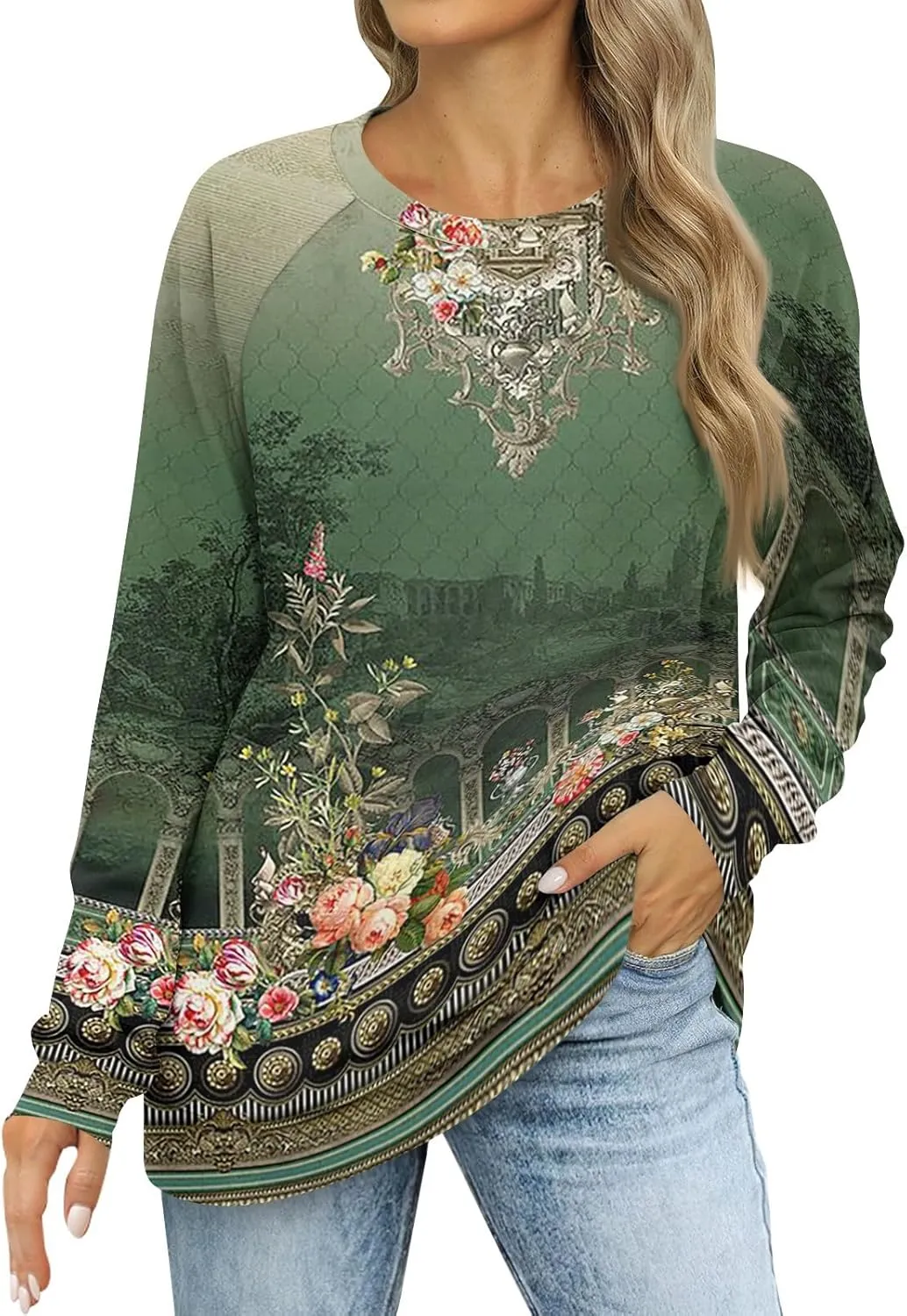 Crewneck Sweatshirts For Women Trendy Crewneck Long Sleeve Shirts Womens Comfy Fall Fashion 2024 Tops Hoodies
