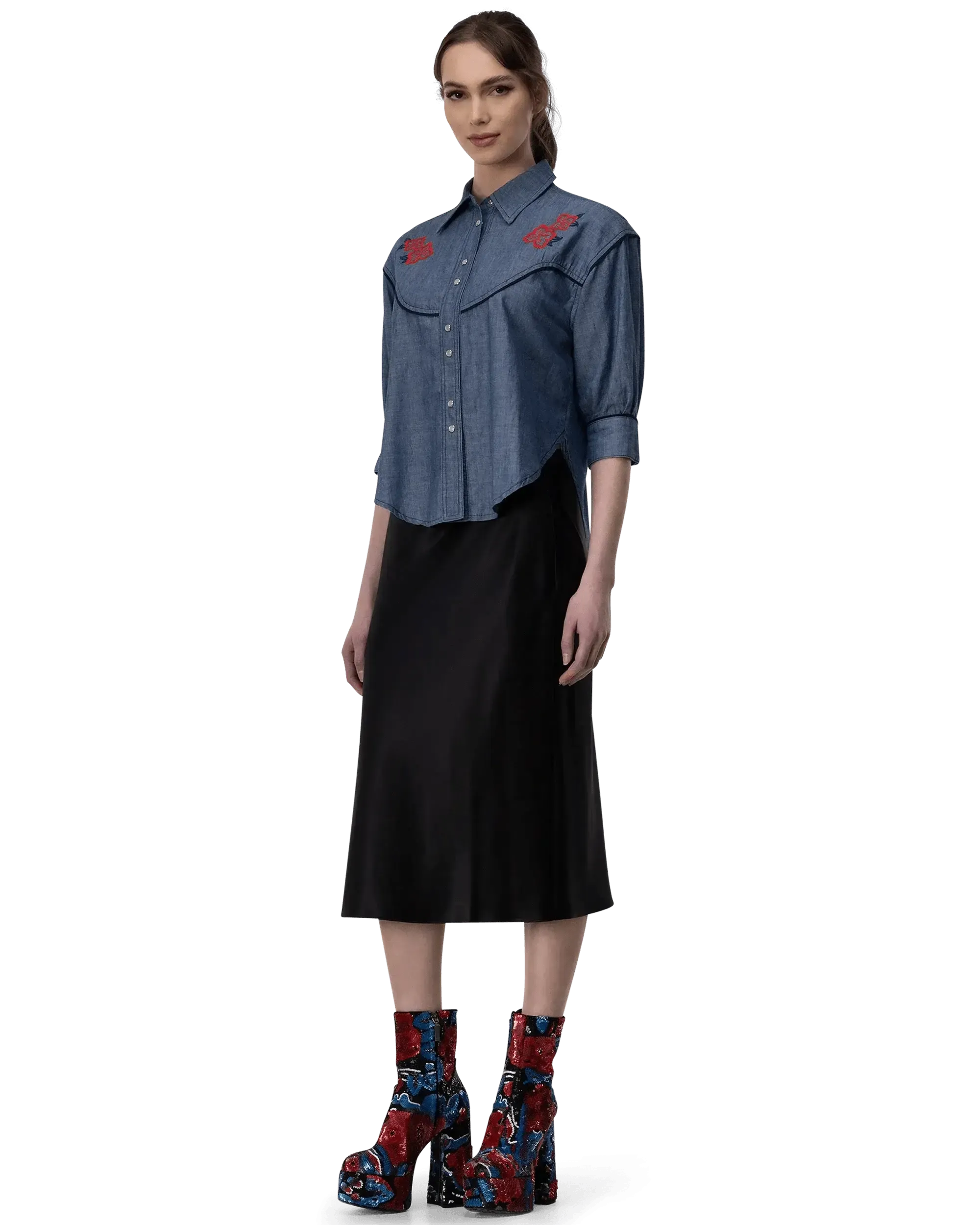 Embroidered Denim Shirt