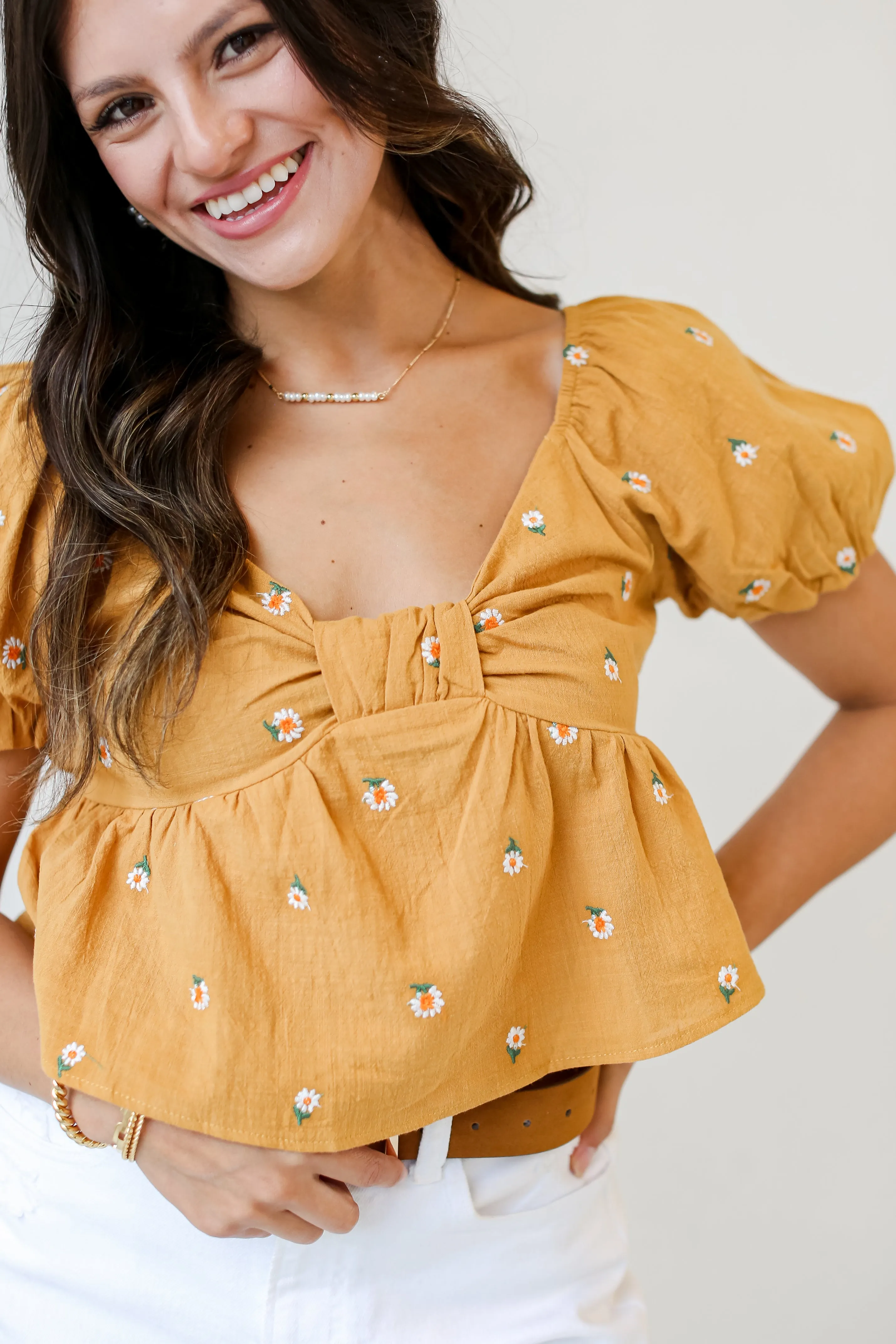 FINAL SALE - Abloom With Love Floral Cropped Blouse