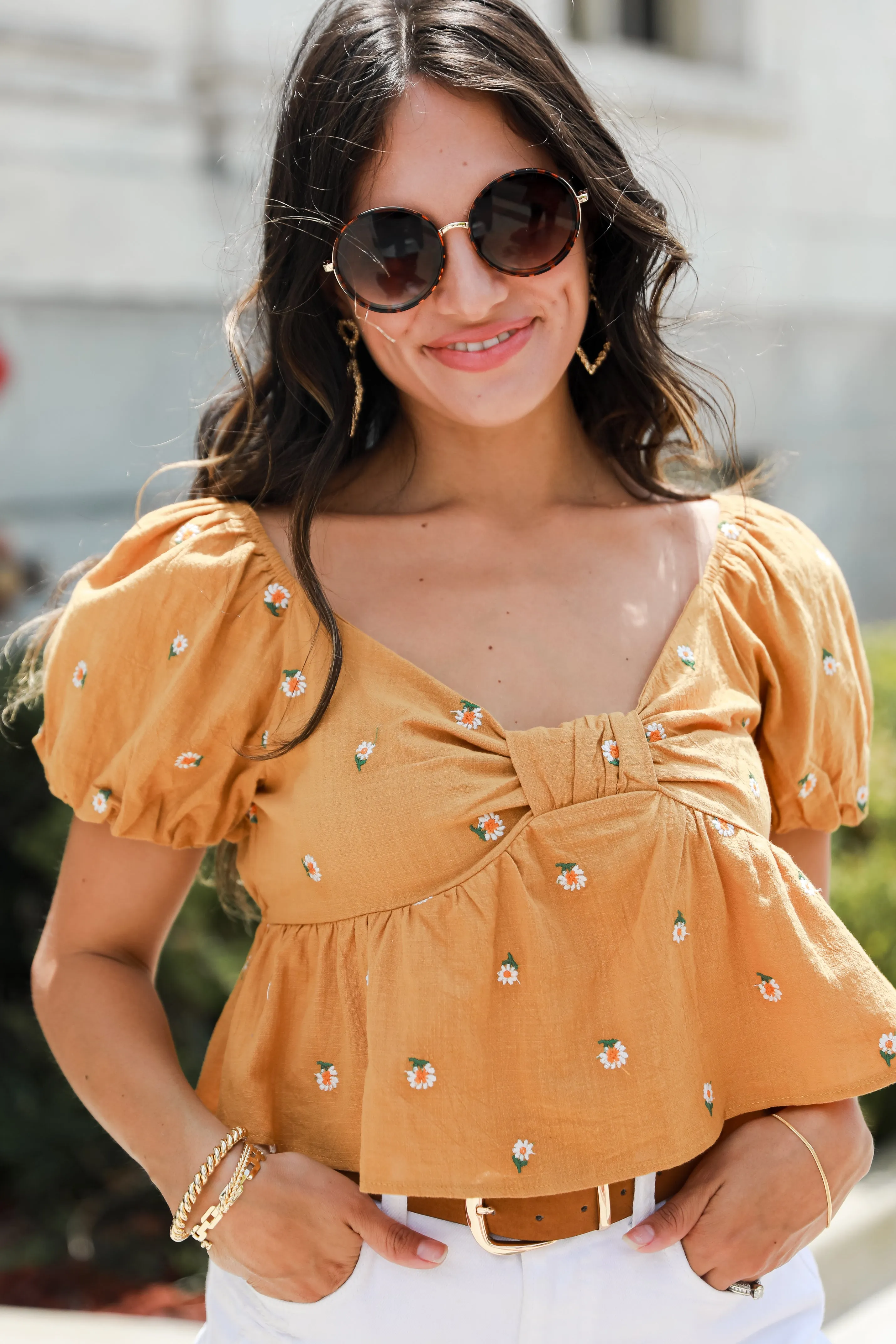 FINAL SALE - Abloom With Love Floral Cropped Blouse