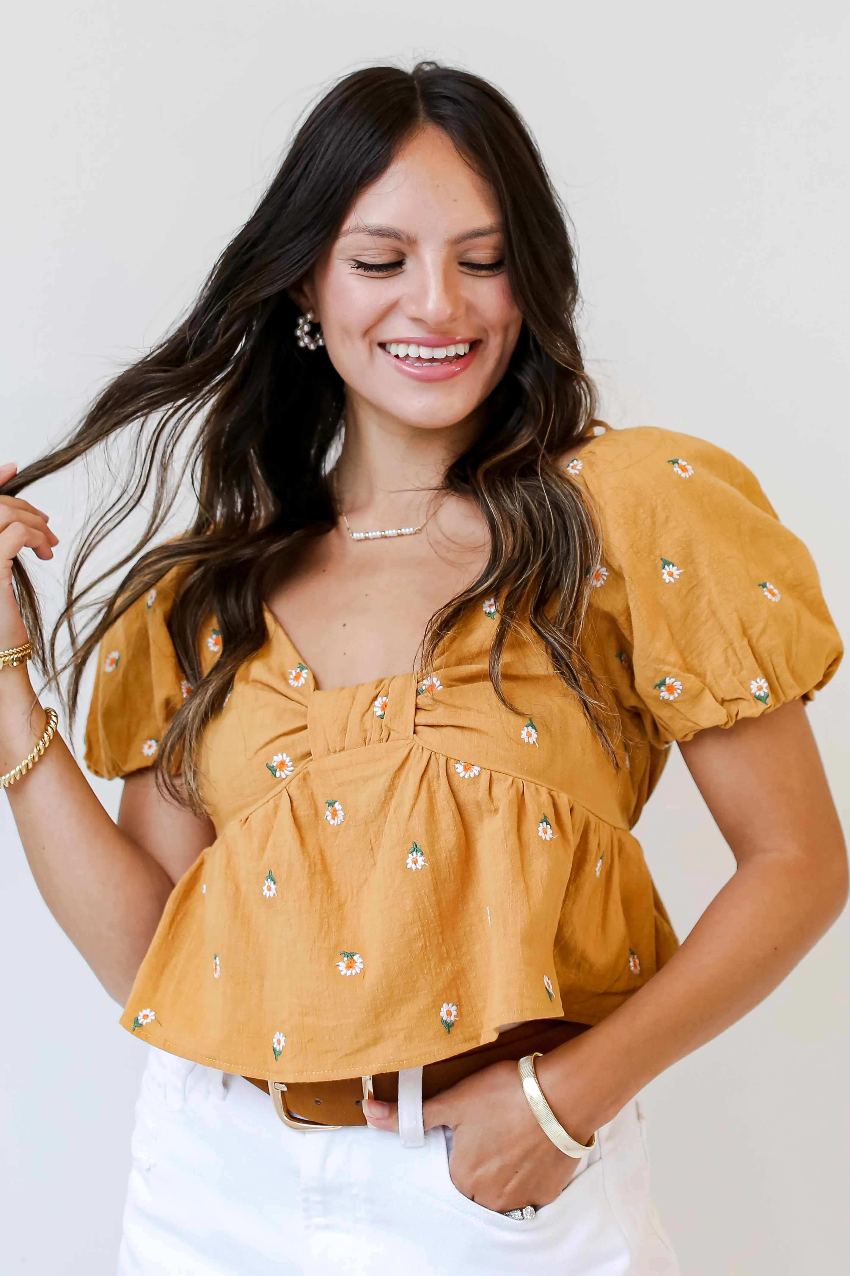 FINAL SALE - Abloom With Love Floral Cropped Blouse