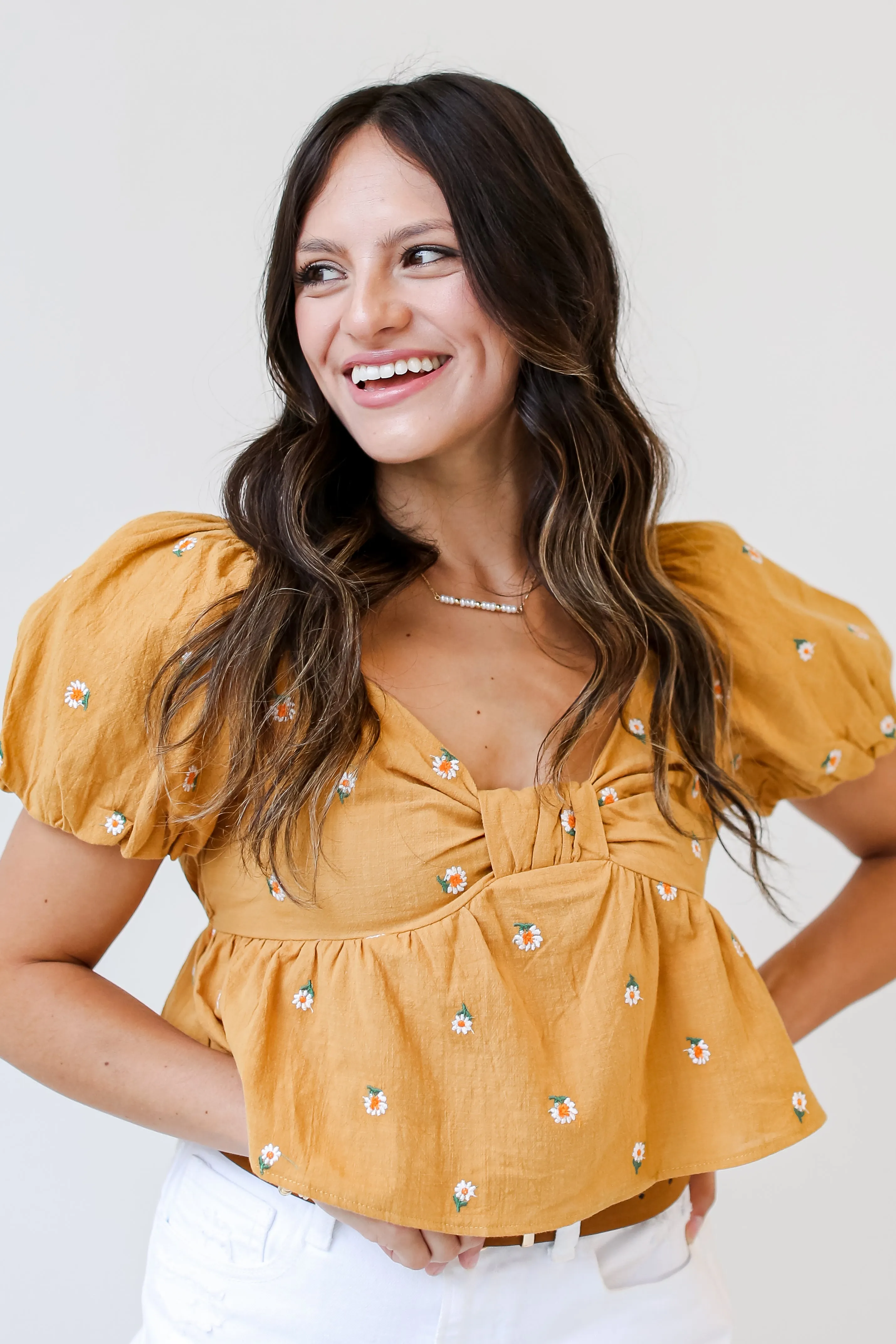FINAL SALE - Abloom With Love Floral Cropped Blouse