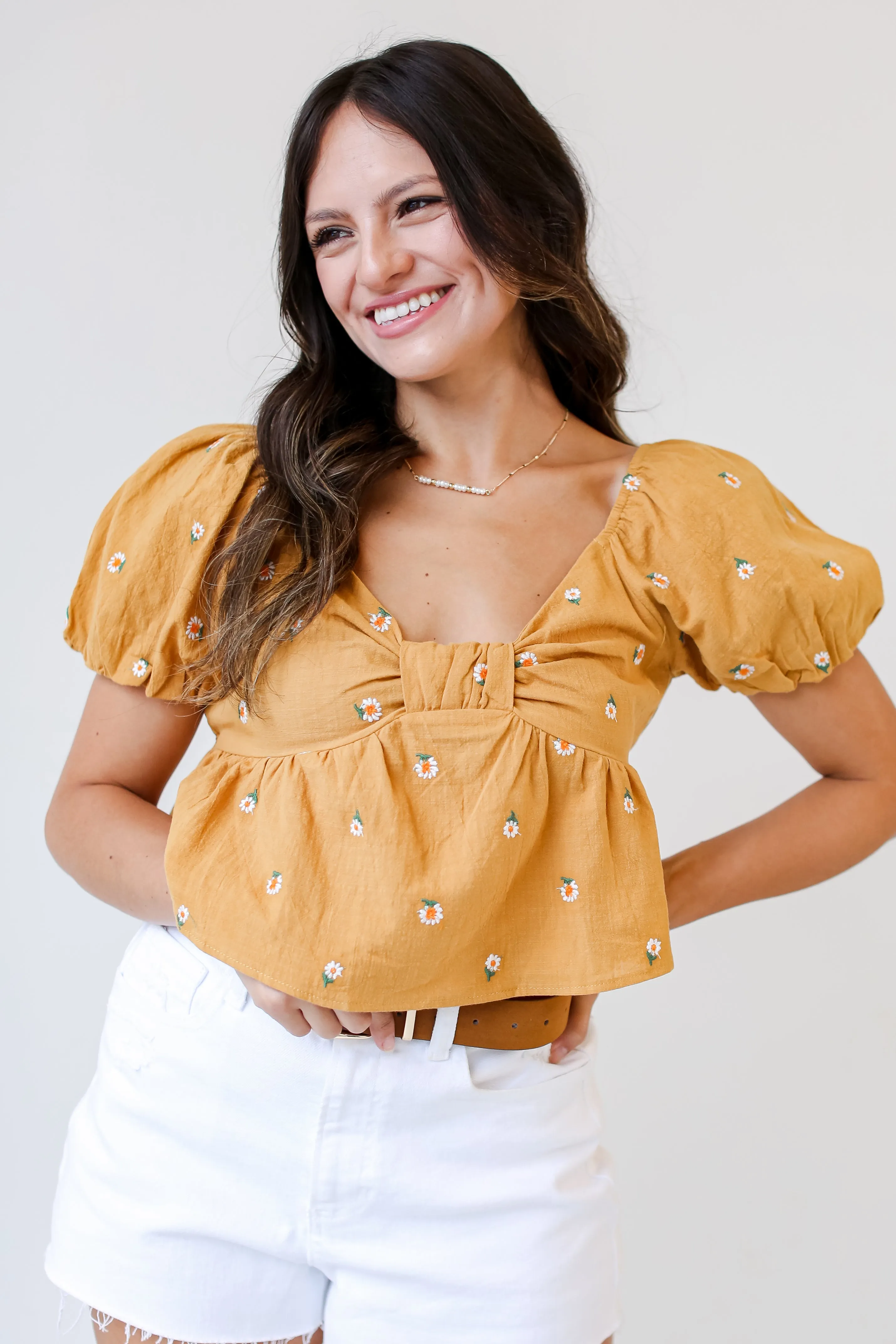 FINAL SALE - Abloom With Love Floral Cropped Blouse