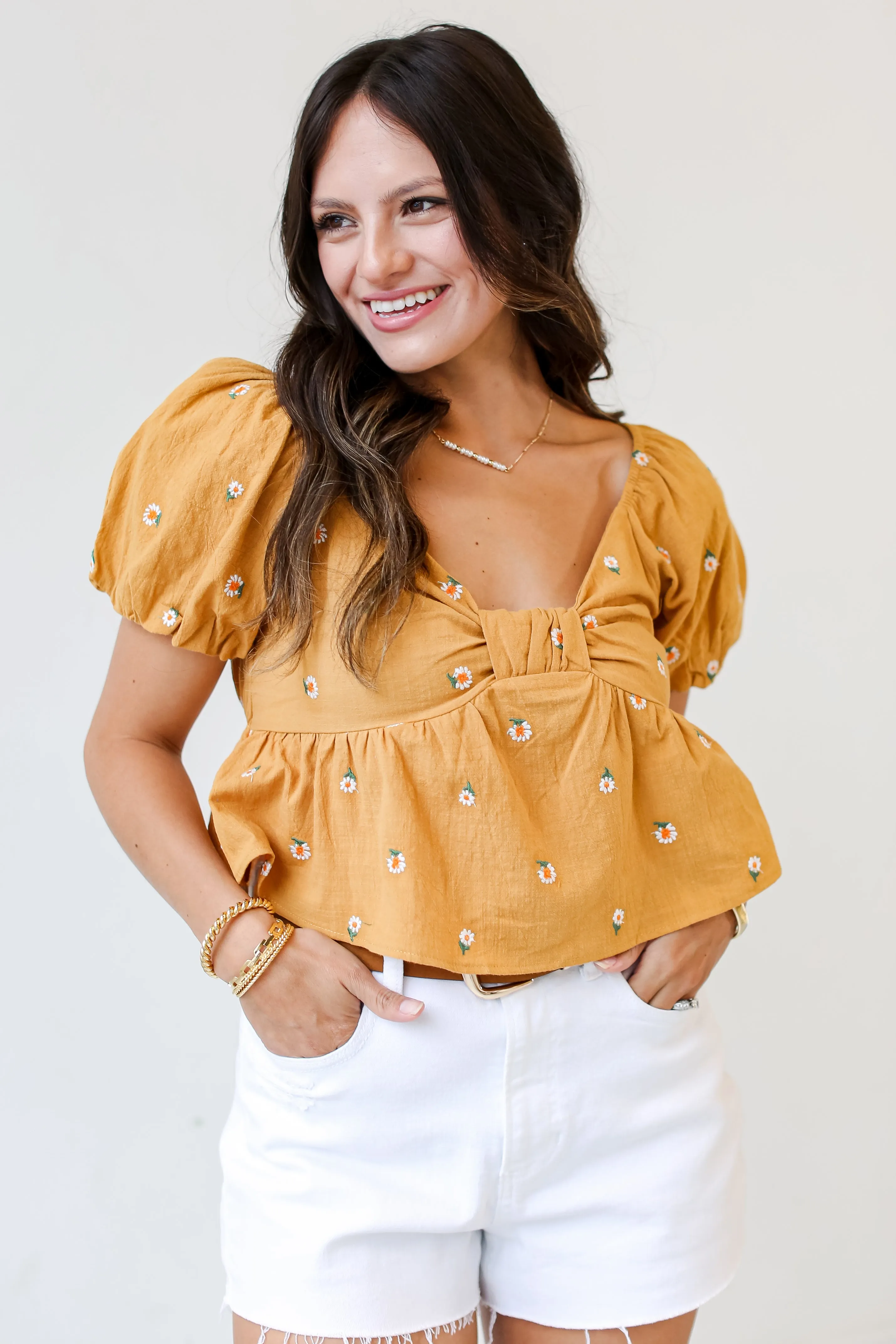 FINAL SALE - Abloom With Love Floral Cropped Blouse