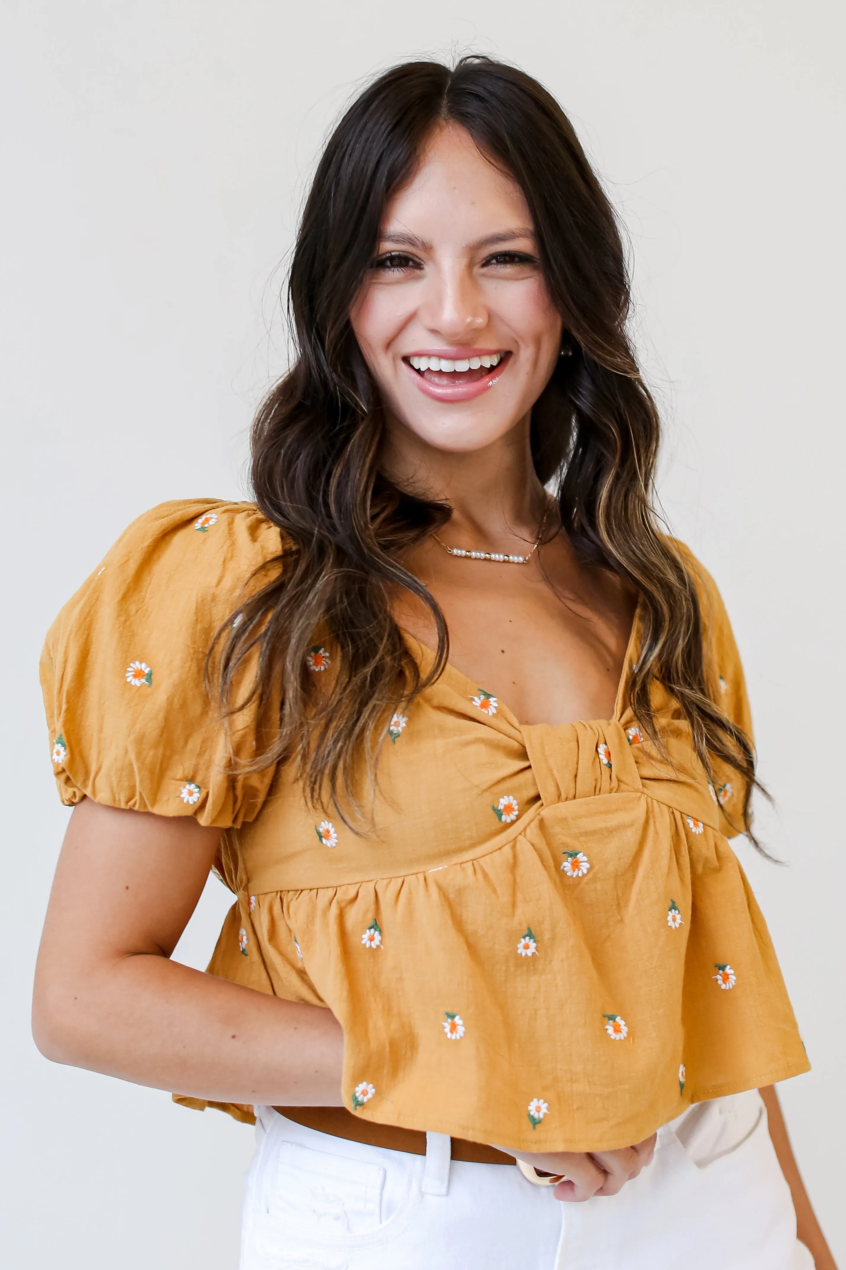 FINAL SALE - Abloom With Love Floral Cropped Blouse