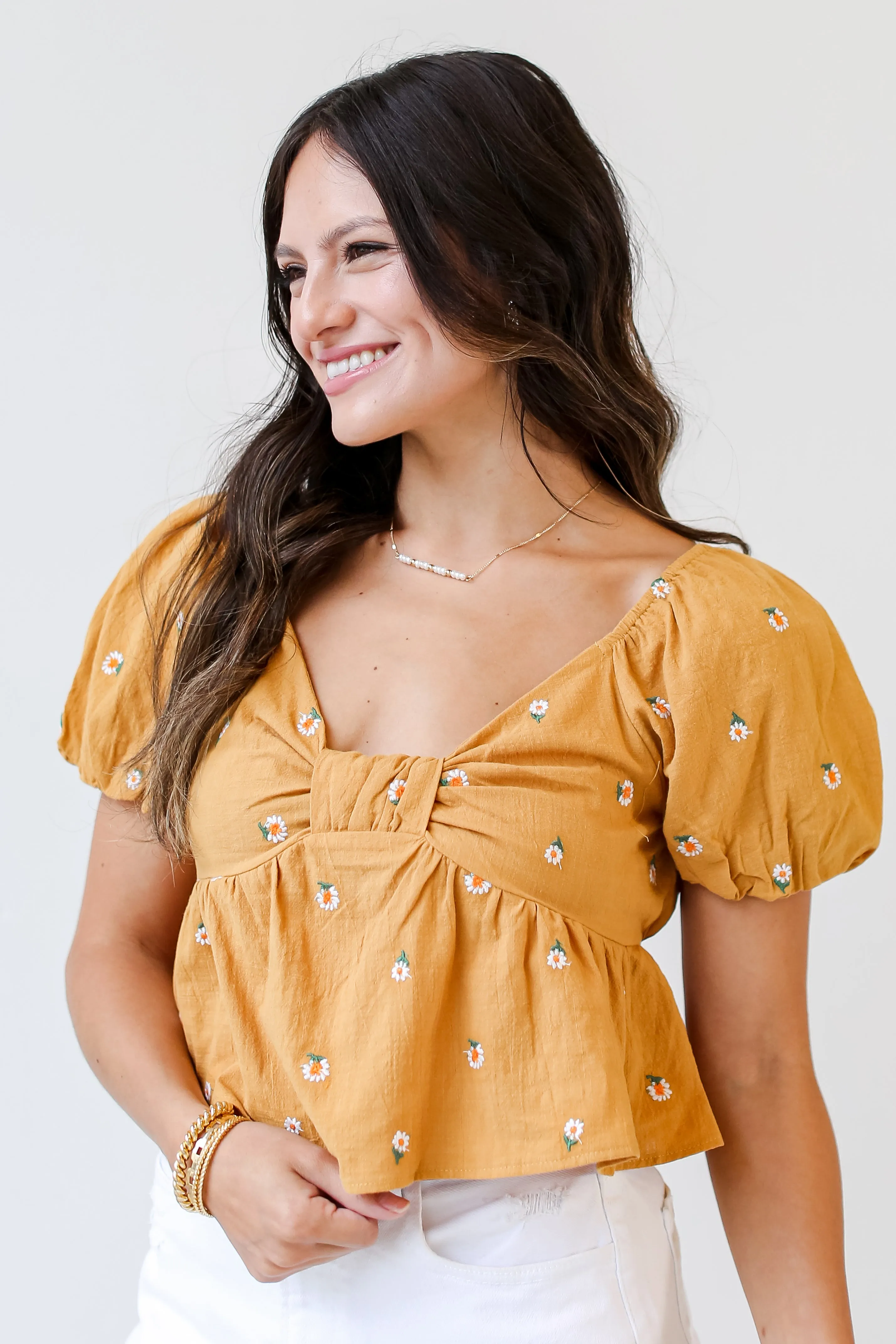 FINAL SALE - Abloom With Love Floral Cropped Blouse