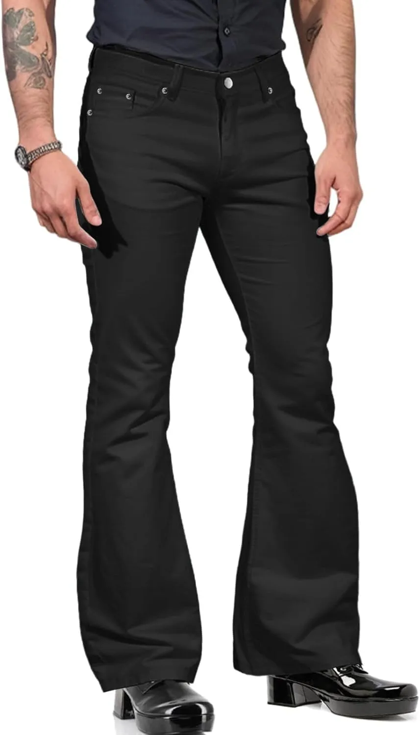 Flare Trousers for Men Zipper Button Pocket Elastic Waist Comfortable Leisure Style Sport Clothes Trendy Pants