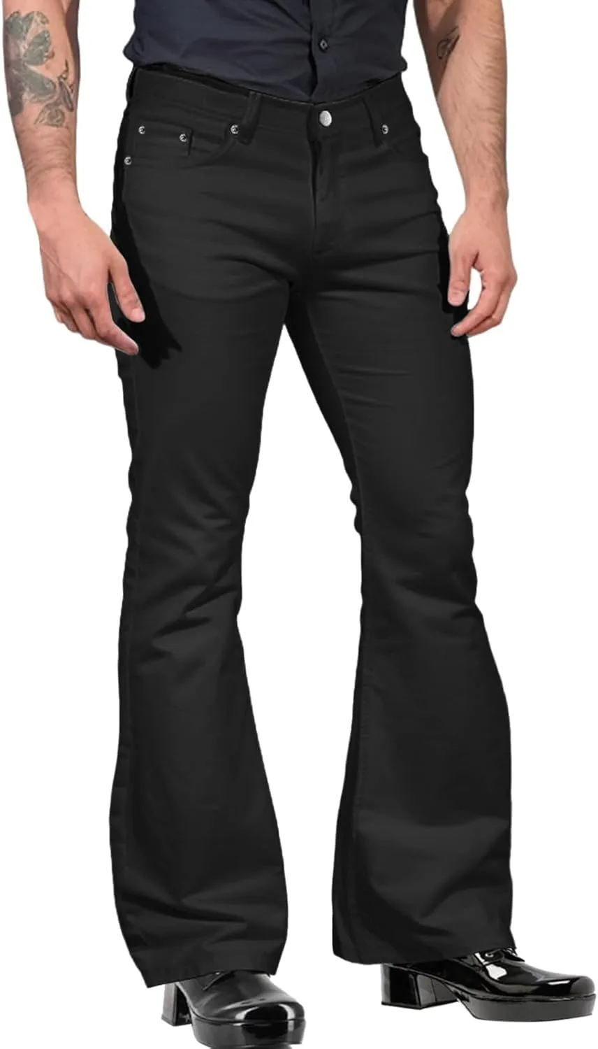 Flare Trousers for Men Zipper Button Pocket Elastic Waist Comfortable Leisure Style Sport Clothes Trendy Pants
