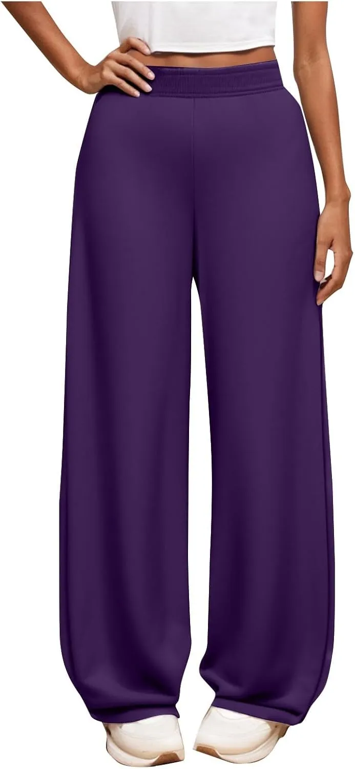 Girls Wide Leg Sweatpants Comfortable Loose Fit with Elastic Waist for Casual Chino Wear