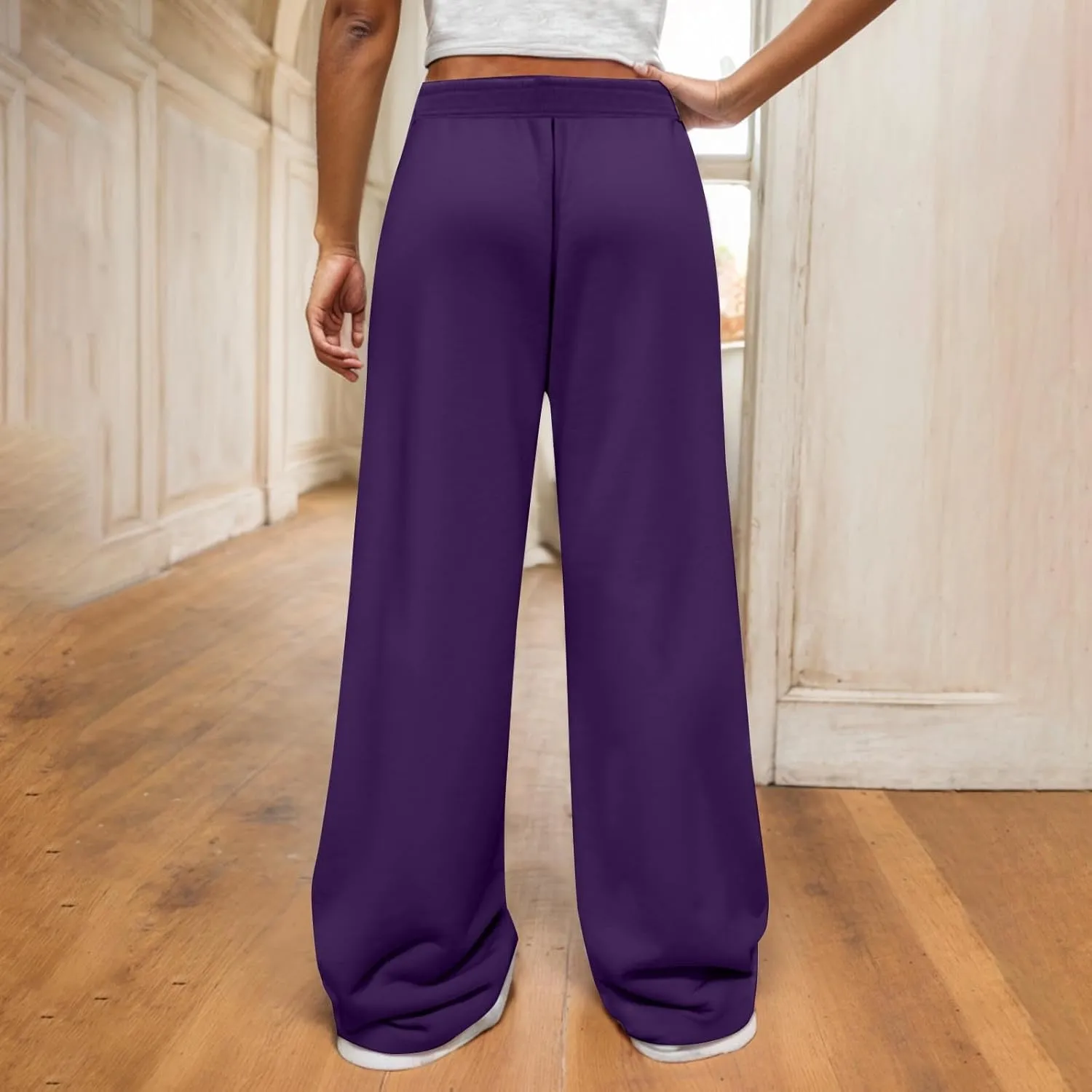 Girls Wide Leg Sweatpants Comfortable Loose Fit with Elastic Waist for Casual Chino Wear