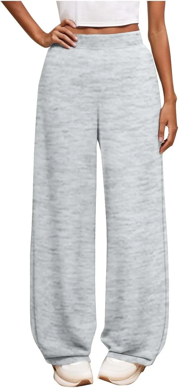 Girls Wide Leg Sweatpants Comfortable Loose Fit with Elastic Waist for Casual Chino Wear