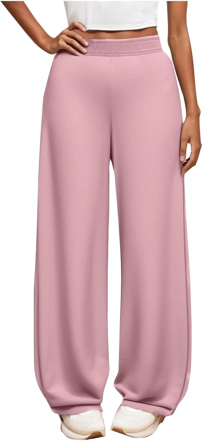 Girls Wide Leg Sweatpants Comfortable Loose Fit with Elastic Waist for Casual Chino Wear