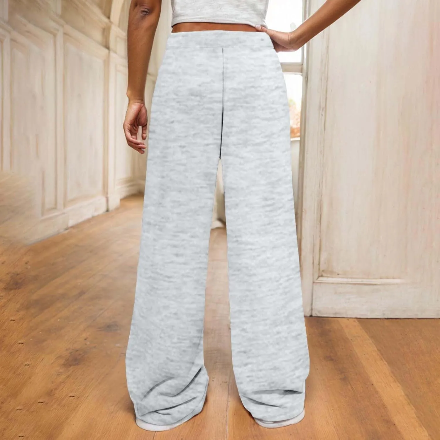 Girls Wide Leg Sweatpants Comfortable Loose Fit with Elastic Waist for Casual Chino Wear