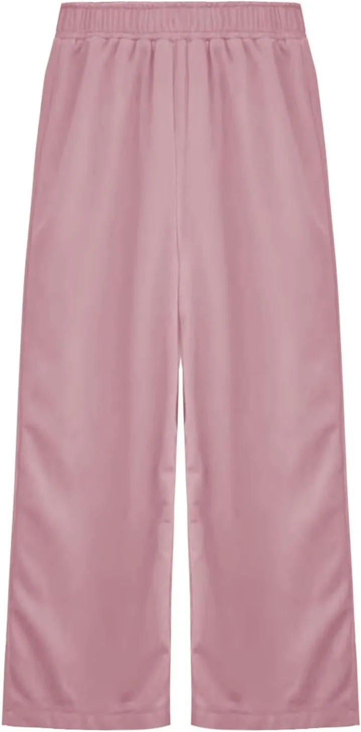 Girls Wide Leg Sweatpants Comfortable Loose Fit with Elastic Waist for Casual Chino Wear