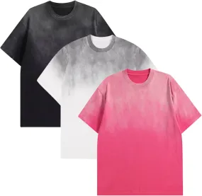 GSOU SNOW Men's Oversized Cotton T Shirt 3 Pack Unisex Vintage Tee Women Casual Short Sleeve Tee Tops Acid Wash