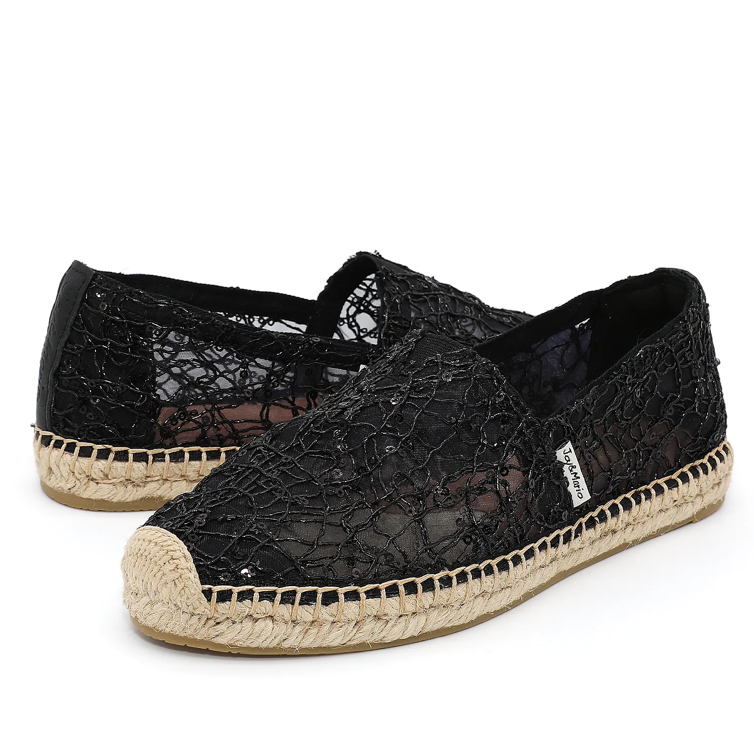 Handmade Women’s Slip-On Espadrille Mesh Loafers Flats in Gold-A01070W