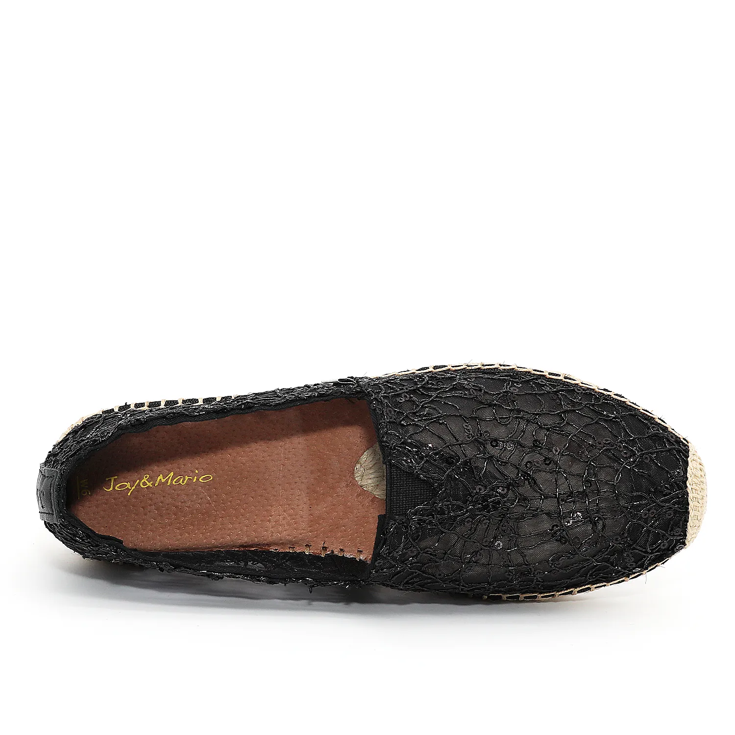 Handmade Women’s Slip-On Espadrille Mesh Loafers Flats in Gold-A01070W