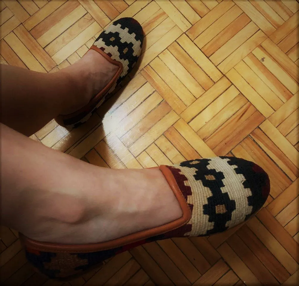 Handwoven Wool Kilim Women's Loafer (Bibi) Size 39 (9)
