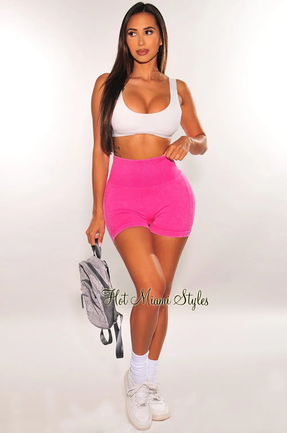 HMS Fit: Pink High Waist Scrunch Butt Shorts
