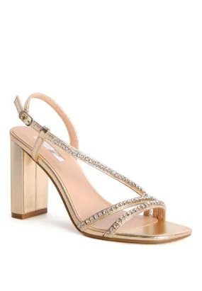 Horizon Raisins Embellished Square Toe Block Heel Sandals