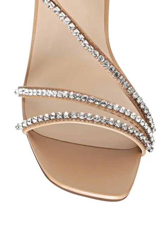 Horizon Raisins Embellished Square Toe Block Heel Sandals