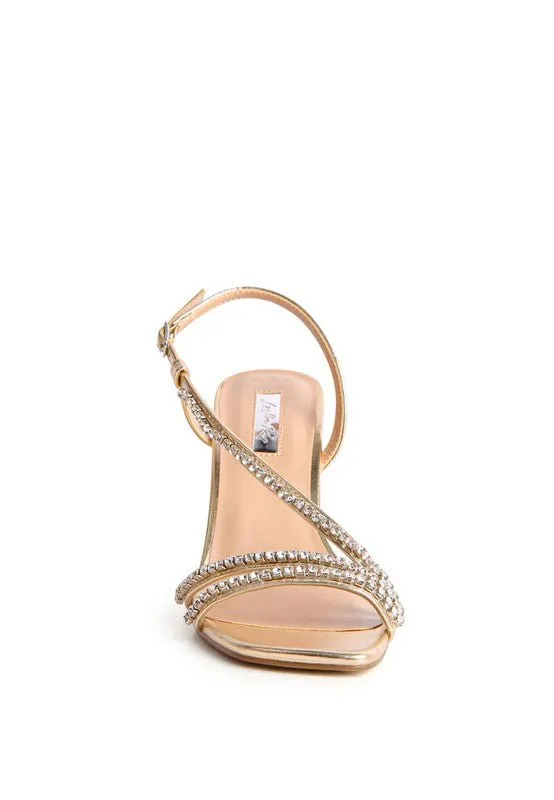 Horizon Raisins Embellished Square Toe Block Heel Sandals