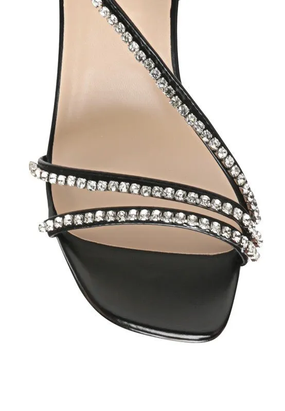 Horizon Raisins Embellished Square Toe Block Heel Sandals