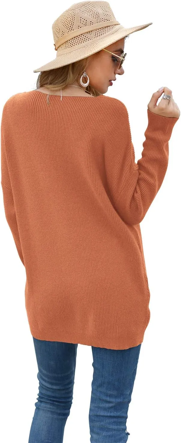 Iandroiy Women's Batwing Sleeve Off Shoulder Loose Oversized Baggy Tops Sweater Pullover Casual Blouse T-Shirt