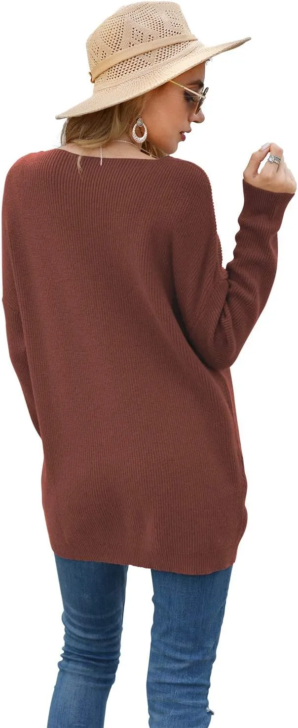 Iandroiy Women's Batwing Sleeve Off Shoulder Loose Oversized Baggy Tops Sweater Pullover Casual Blouse T-Shirt