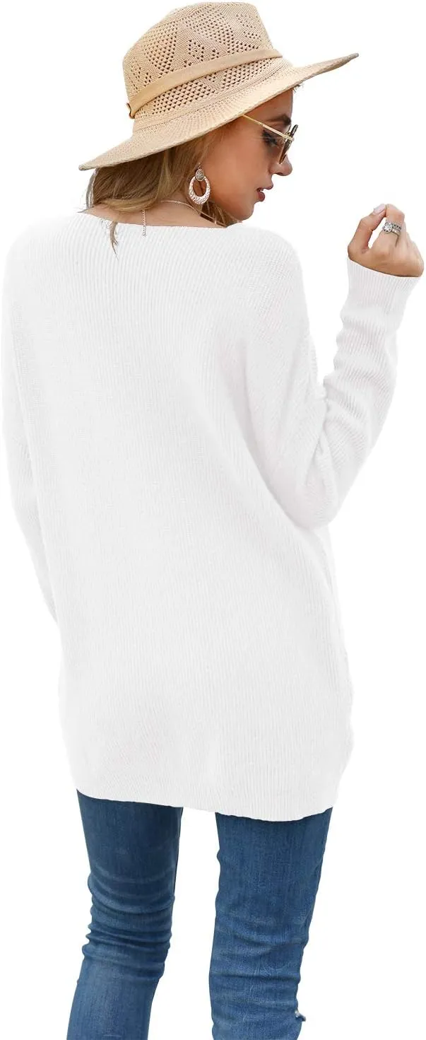 Iandroiy Women's Batwing Sleeve Off Shoulder Loose Oversized Baggy Tops Sweater Pullover Casual Blouse T-Shirt