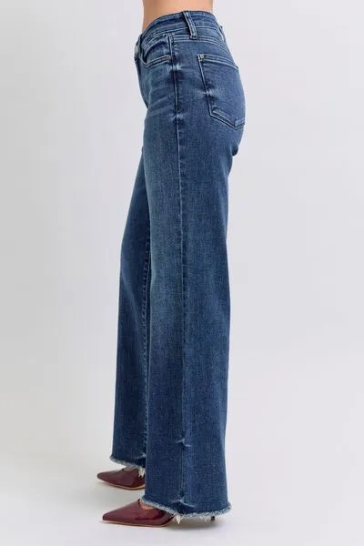 Judy Blue Full Size Raw Hem Mid Rise Jeans – Trendy, Comfortable & Versatile | Sizes 0-24W